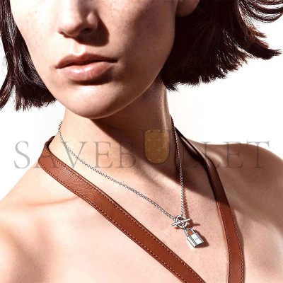 HERMÈS SILVER KELLY CADENAS PENDANT NECKLACE 